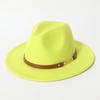Fashionable spring and summer new wool felt hat with flat brim and wide brim, British retro jazz hat, black wool western cowboy hat