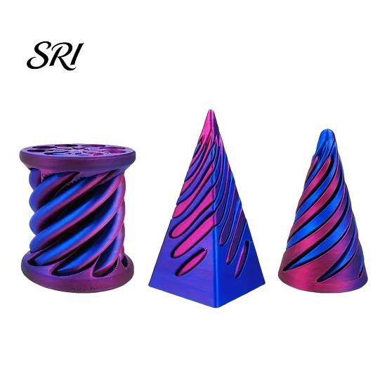 Spiral Stress Relief Toy 3Pcs 3D Printed Cone Figurine Impossible Passthrough Sculpture Vortex Thread Anxiety Gadget Illusion Mini Pyramid Cylinder