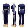 TW802 Women's Autumn/Winter Striped Hooded Cardigan & Straight-Leg Trousers Set