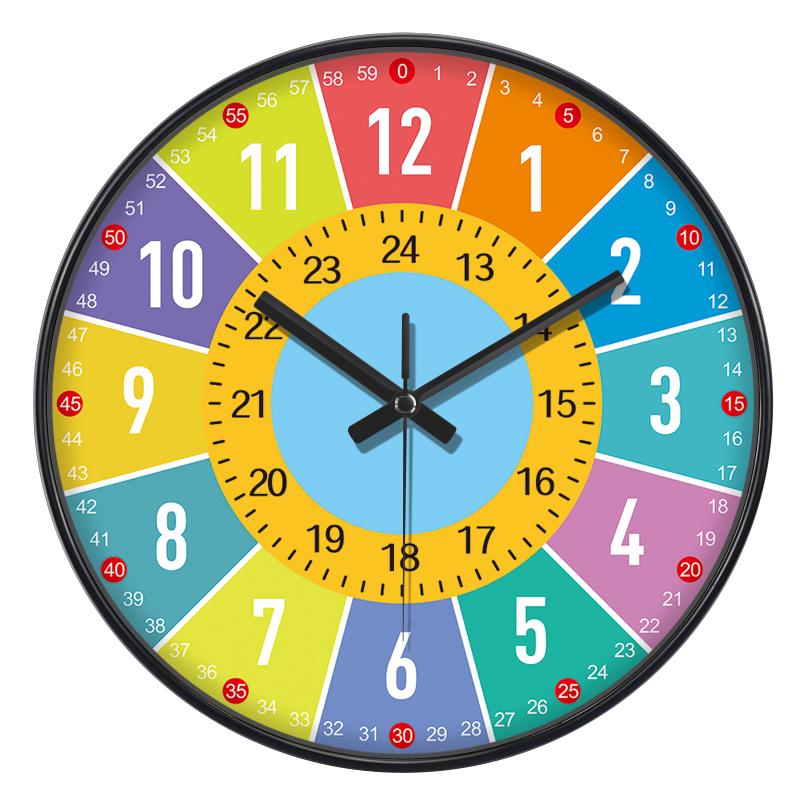 New Early Education Wall Clock For Living Room Home Bedroom Children's Room Non Ticking Silent Non Ticking Wall Hanging Clock
