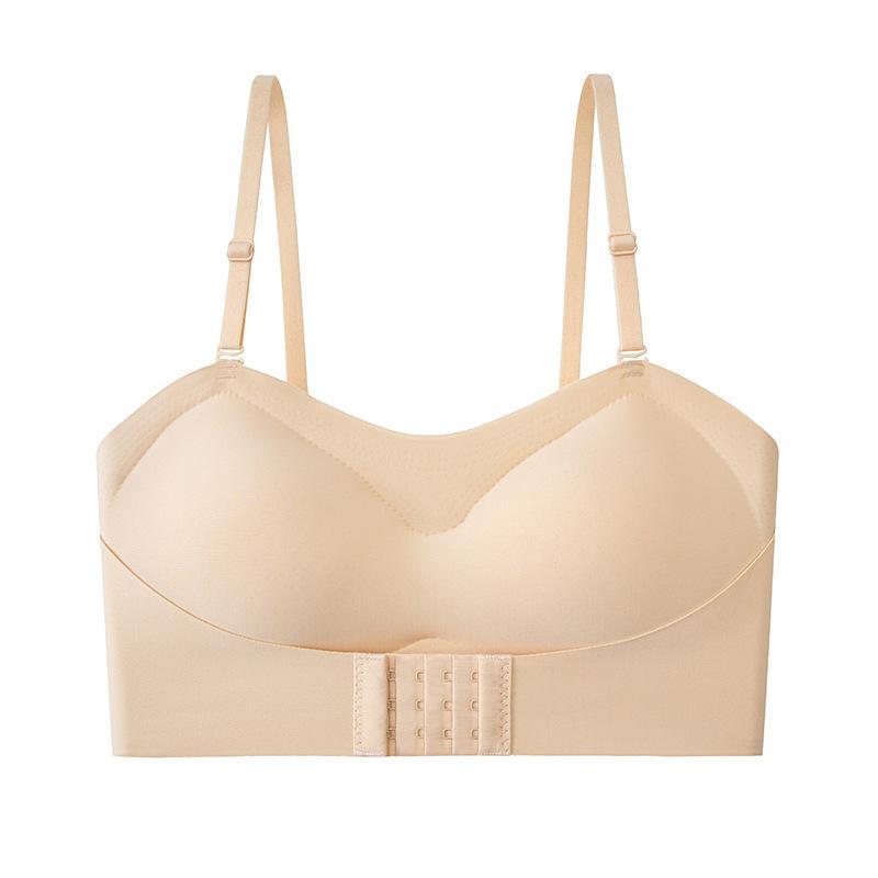Summer Simple Tube Top Beautiful Back Without Shoulder Strap Non-slip Front Buckle Girl Gathering Underwear Small Chest Thin Bra Without Steel Ring