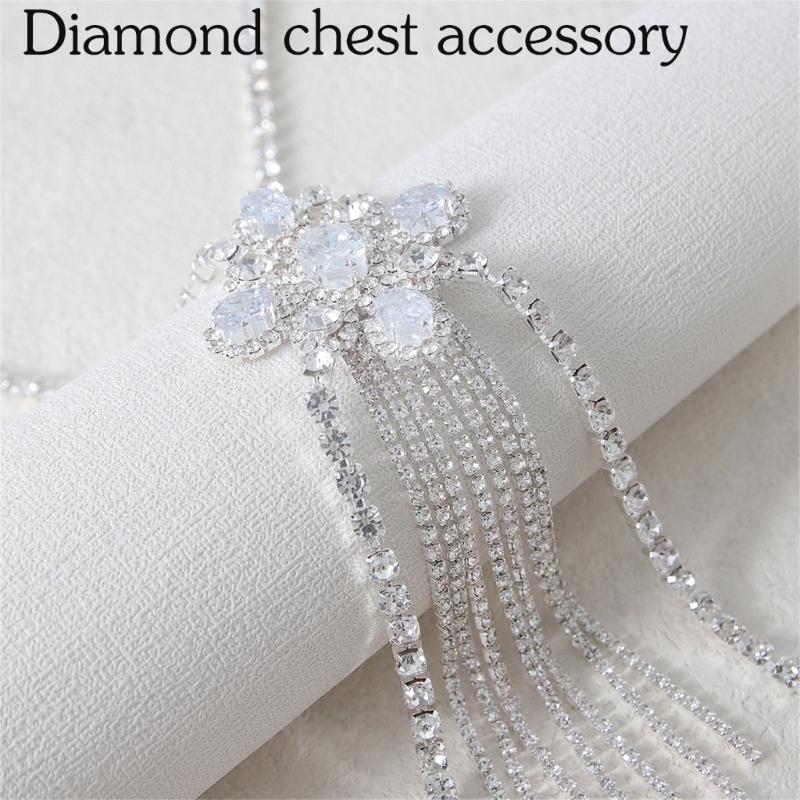 Rhinestones Chest Chain Body Chain Jewelry For Evening Gowns Formal Occasion Women Body Jewelry Evening Party Accessory