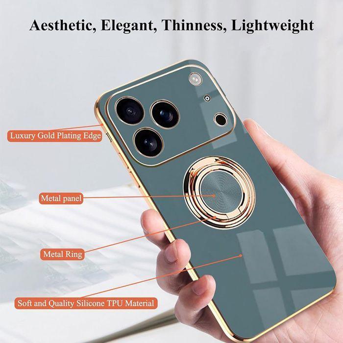 Coque de protection pour iPhone 17 Pro - BOOLING - Silicone Souple - Antichoc - Élégante - Anneau Support