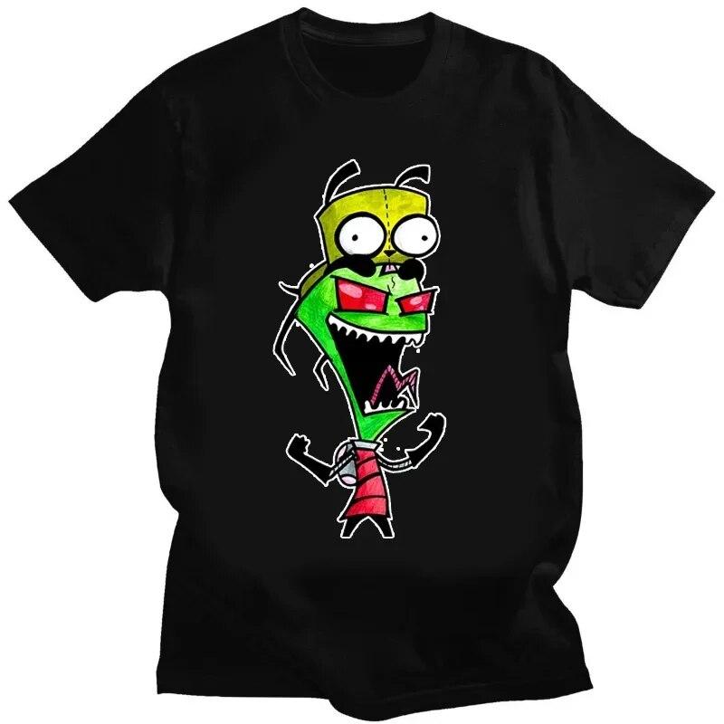 Kawaii Invader Zim Graphic TShirt Happy Hug Ready Zim Image Cute Cartoon T Shirt Unisex Women Retro T Shirt Oversized T Shirt