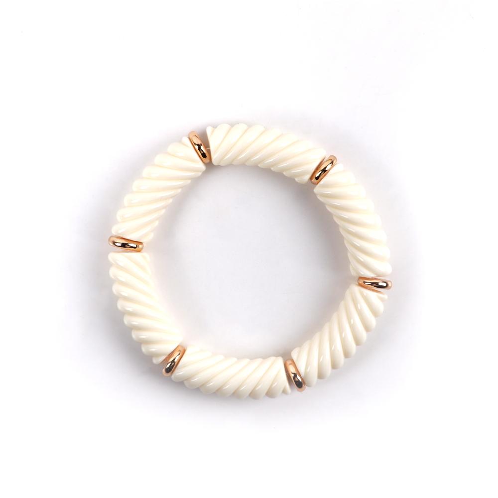 Bohemain Acrylic Twist Bamboo Stack Elastic Bracelets for Women Men 2025 Colorful Resin Tube Beads Bracelet Bangle Jewelry Gift