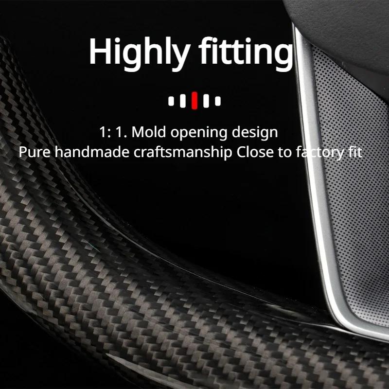 For Tesla New Model 3 Highland 2024-24 Accessories Steering Wheel Cover Real Dry Carbon Fiber 3K240G Steering Wheel Shell Decor