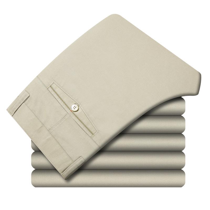 Men's Summer Cotton Casual Pants – Lightweight, Mid-Rise, Straight-Leg, Suitable for Middle-Aged and Elderly