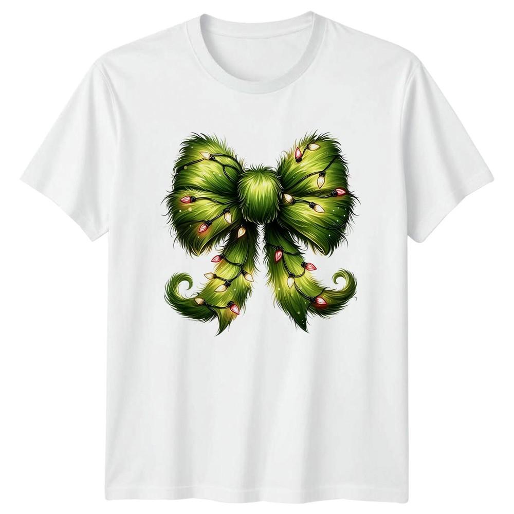 Fluffy Christmas Bow Lights Holidays Unisexs Unisexs Graphic Tee Shirt S