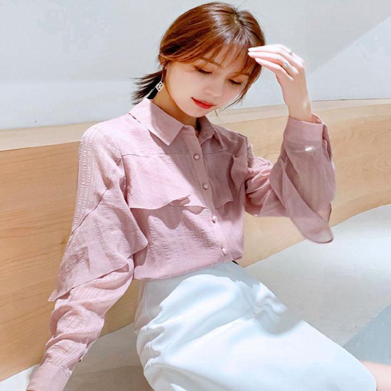 Chiffon Shirt Women&#039;s Fashion Long-sleeved Shirt Korean Loose Western-style Blouse Ladies&#039; Shirt