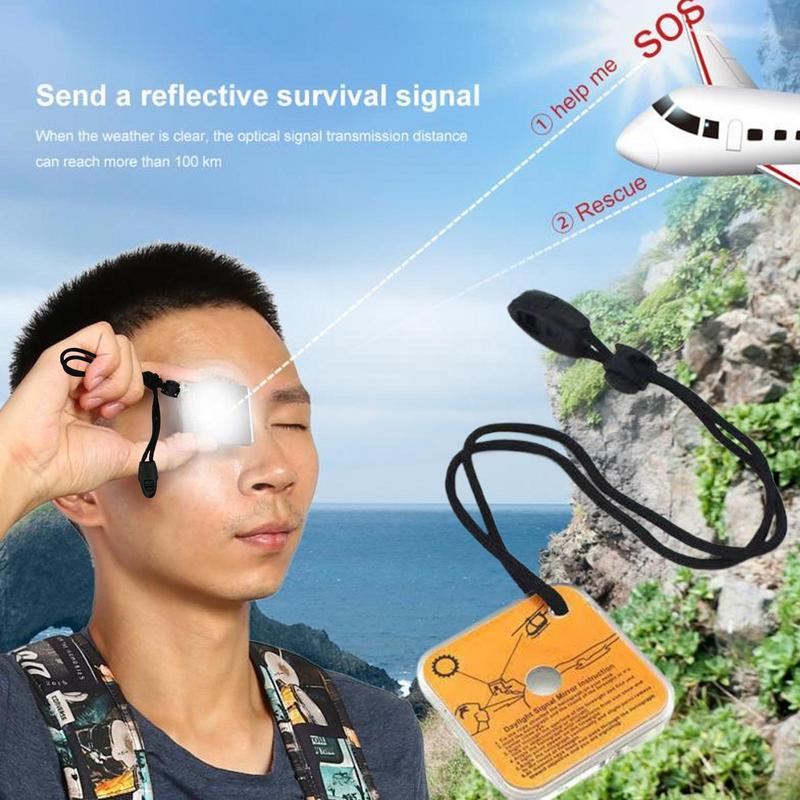 Outdoor Multifunctional Survival Emergency RescueReflective Signal Mirror Tool Camping Hiking Long Distance Communication