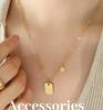 Five-Pointed Star Square Pendant Hoodie Necklace for Women – Titanium Steel Clavicle Chain with a Unique Christmas Design.