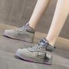 High-top Leather Women's Autumn and Winter New Versatile Velvet Platform Sneakers
