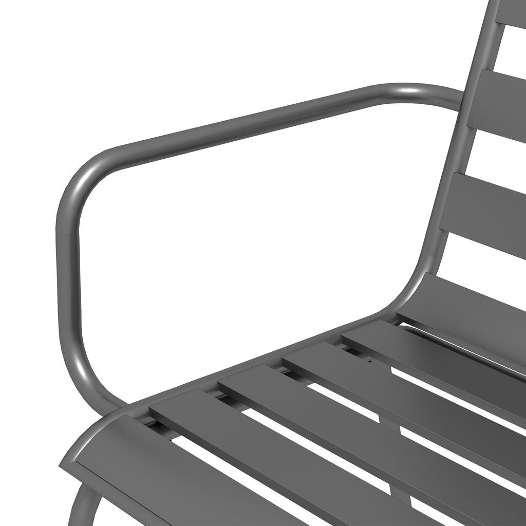 Garden Furniture Set 7-Piece Garden Dining Set with 1 Table and 6 Stackable Chairs in Steel Dark Gray