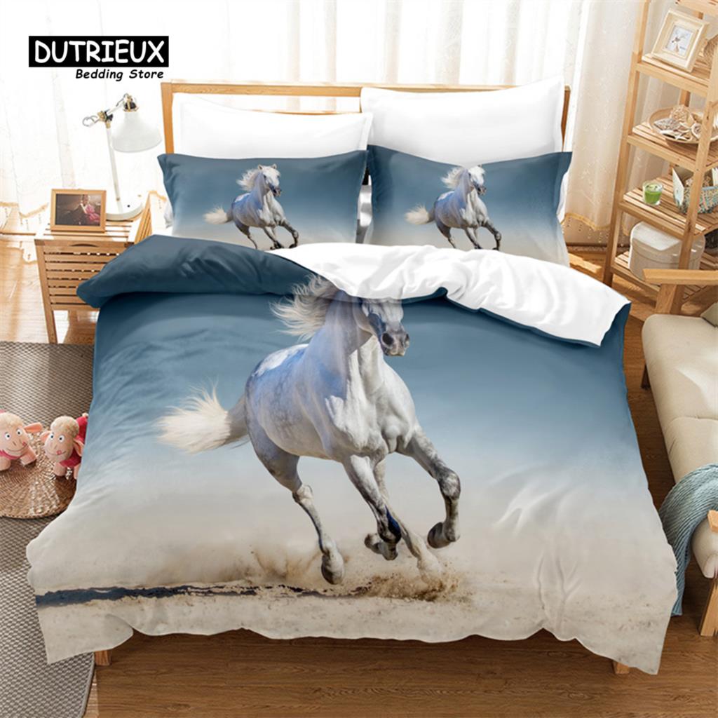 Animal Duvet Cover Set, Fashion Horse Bedding Set, Soft Comfortable Breathable Duvet Cover, For Bedroom Guest Room Decor