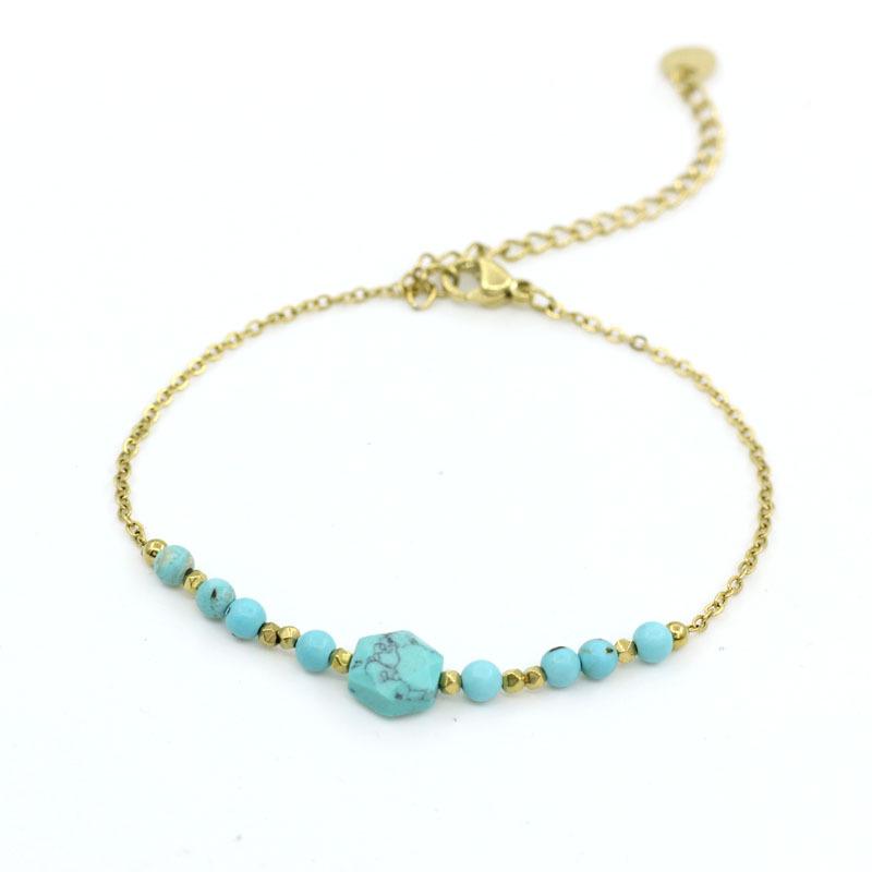 Women s Faceted Malachite & Tiger Eye Agate Gemstone Stainless Steel Bracelet - Fresh Fashion Style