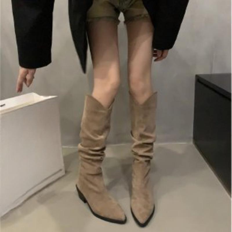 The New Shoes Are Thin, Niche, Thick-heeled, Pointed Boots and Low-heeled Long Boots