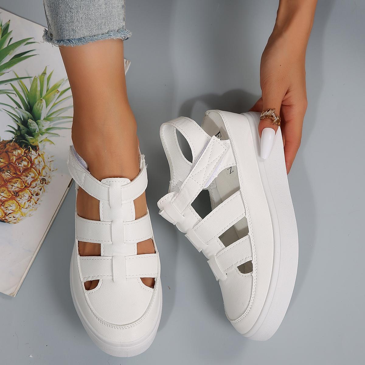 

Модные женские сандалии на платформе Тренд Легкие Повседневные Модные Новая Обувь Женская Противоскользящие Пляжные Сандалии 2024 Лето Новая Обувь для Женщин 35 белый