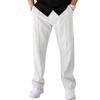 Men's White Loose Fit Straight Leg Pants with Elastic Waistband Streetwear Trousers