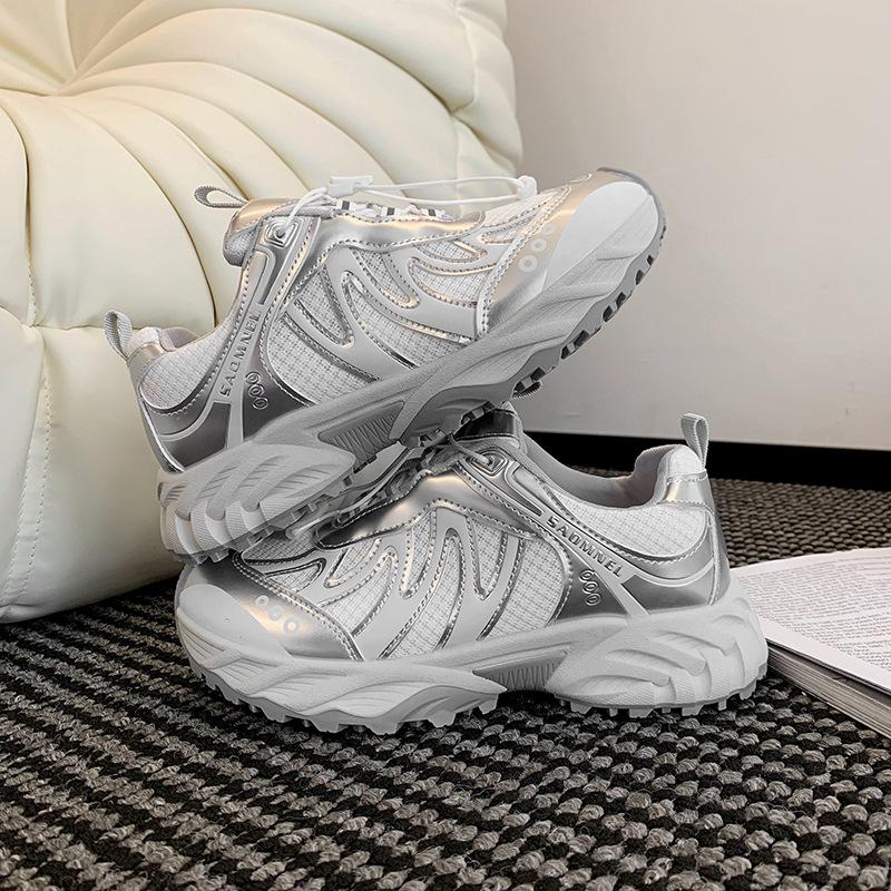 Dad Shoes Women's Ins Tide Super Fire Mesh Drawstring Thick Sole Heightening Muffin Showing Small Feet Outdoor Leisure Sports Women's Shoes