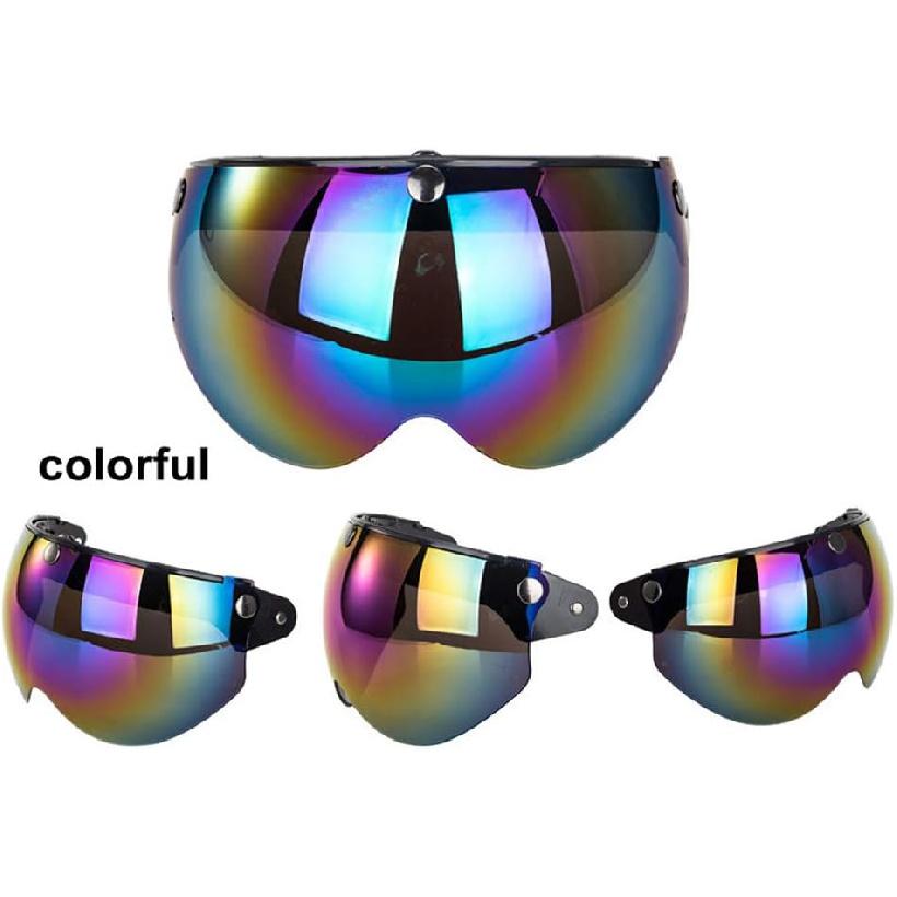 Universal 3-snap Retro Helmet Visor Windproof Sun Half Face Motorcycle Helmets Visor, Flip Up Visor Lens