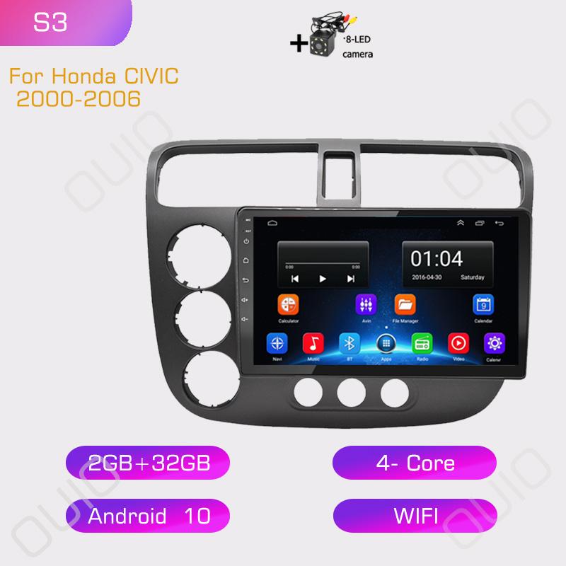 2din 8G+128G IPS 9inch Android10 Car Radio Multimedia Player Carplay Auto GPS Navigation DSP BT For Honda CIVIC 2000 2001-2006
