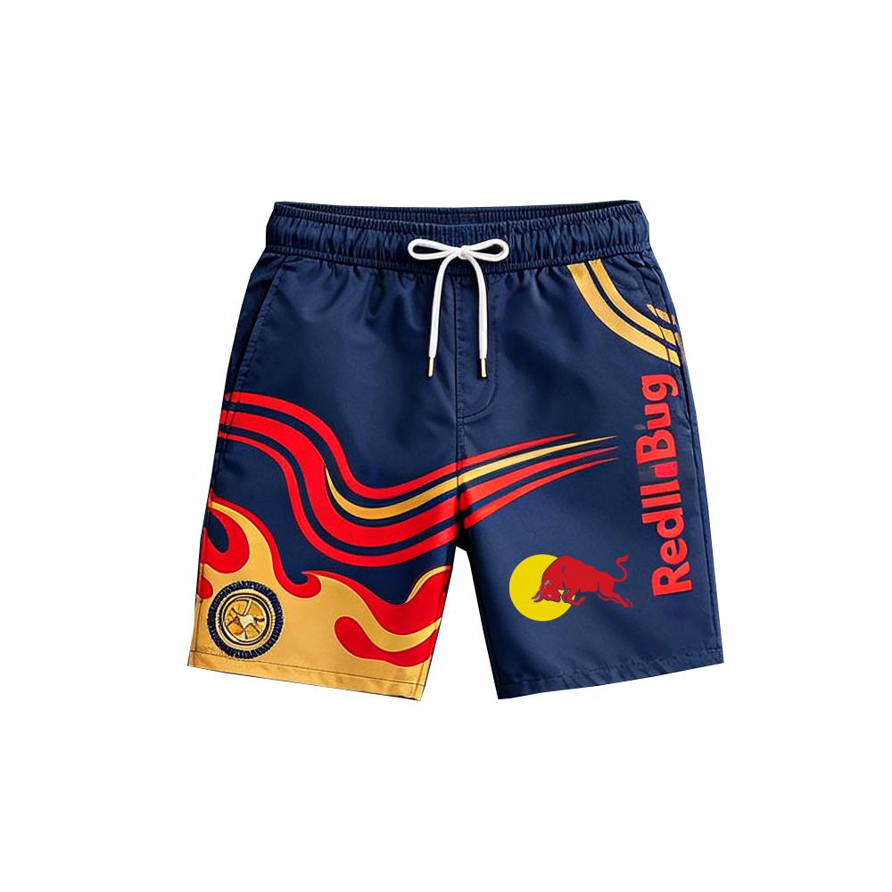 F1 Red Bull Motorsport Swim Shorts Men Summer Quick Dry Beach Board Shorts Casual Sports Racing Style Drawstring Swim Trunks