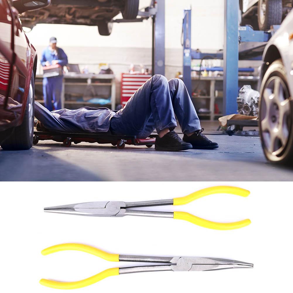 2Pcs 11in Long Nose Pliers Carbon Steel 45 Degrees Bending Workshop Equipment Hand Tool