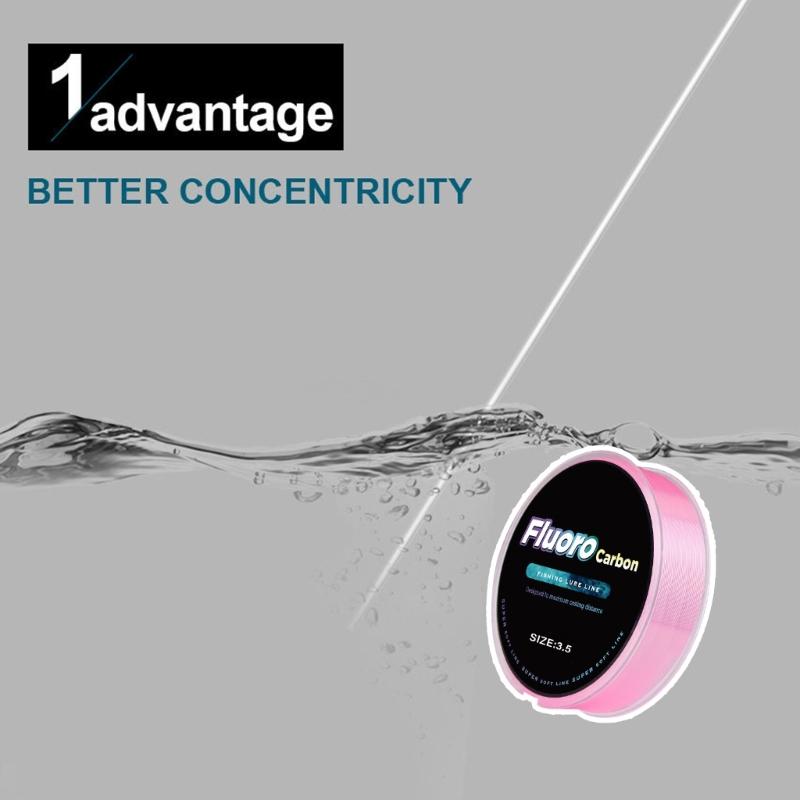 Nötningsbeständig Gjutning Huvudlina 100m Fluorkarbonbeläggning Fiskelina 0.14-0.5mm 4.13LB-34.32LB Snabbsjunkande Lina