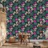 Hibiscus wallpaper with leaves for living room and bedroom 50x1000