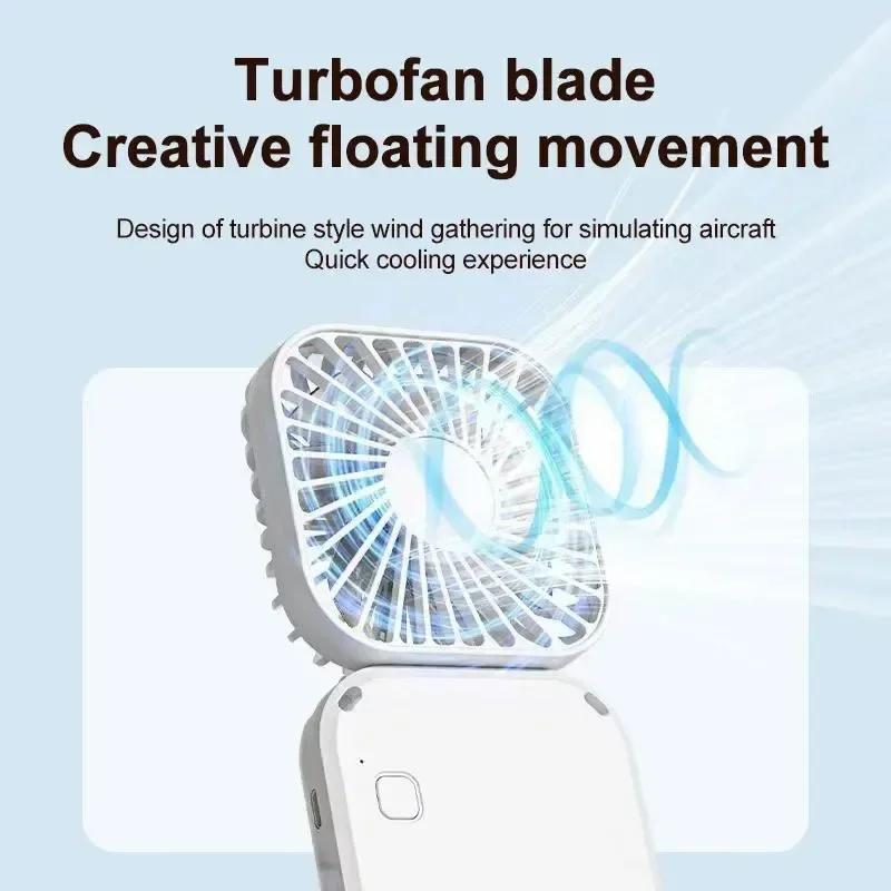 Mini Folding Hanging Neck Fan Foldable Hand-Held Fan Mini Folding Personal Fan, 3 Speeds USB Charging For Travel Cooling Tool