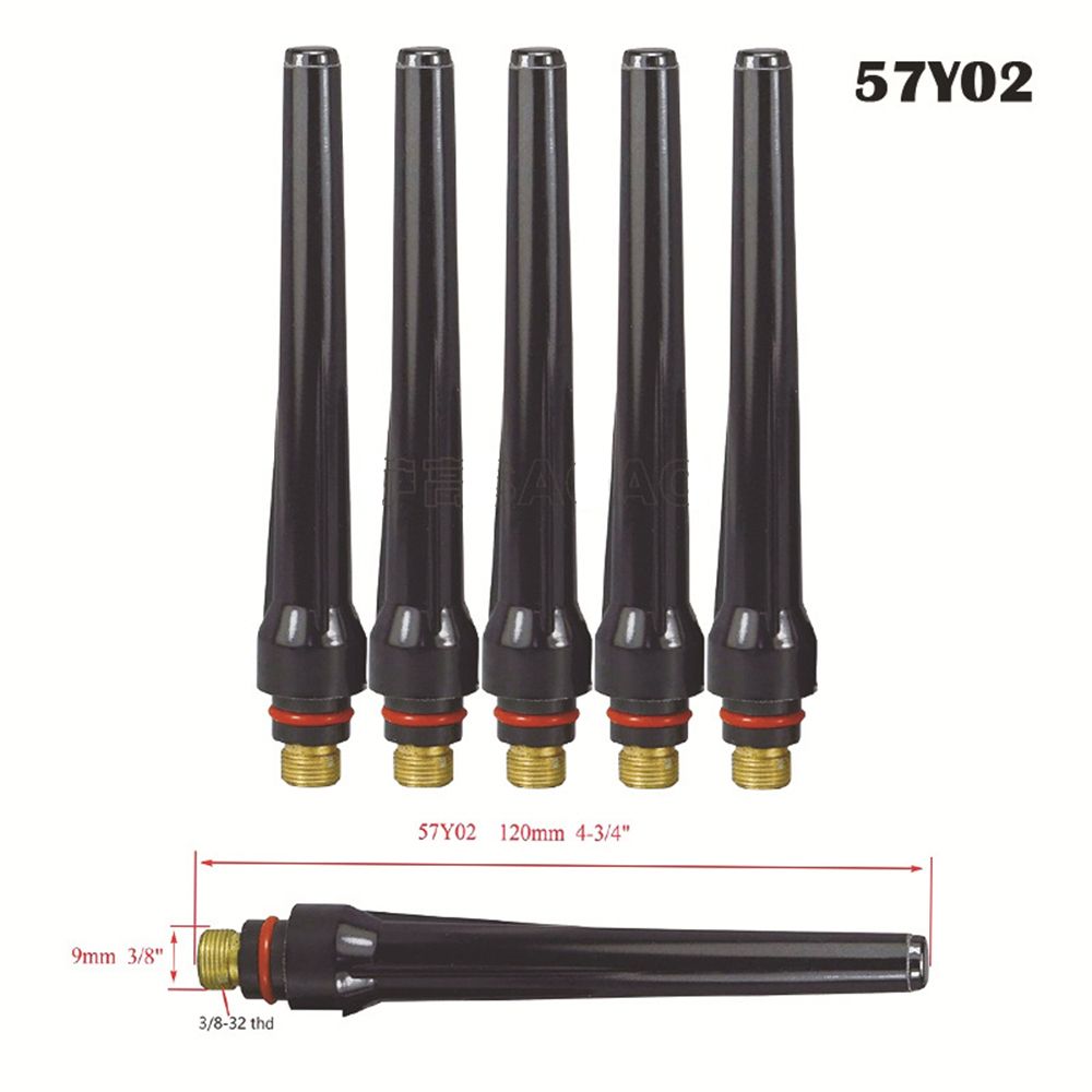 5pcs Tool Parts Arc TIG Soldering Supplies 57Y02 WP17/18/26 Long Back Cap Welding Torch