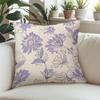 Lilac Floral Square Jacquard Pillow Cover for Sofa Office Waist Cushion Cover Home Decorative Pillowcase