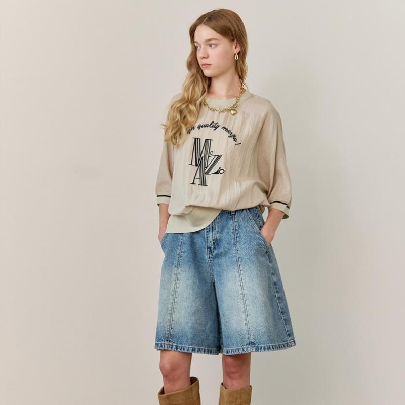 MAXZA LeTTering Embroidery Linen Like Loose FiT T shirT ze08qT500na