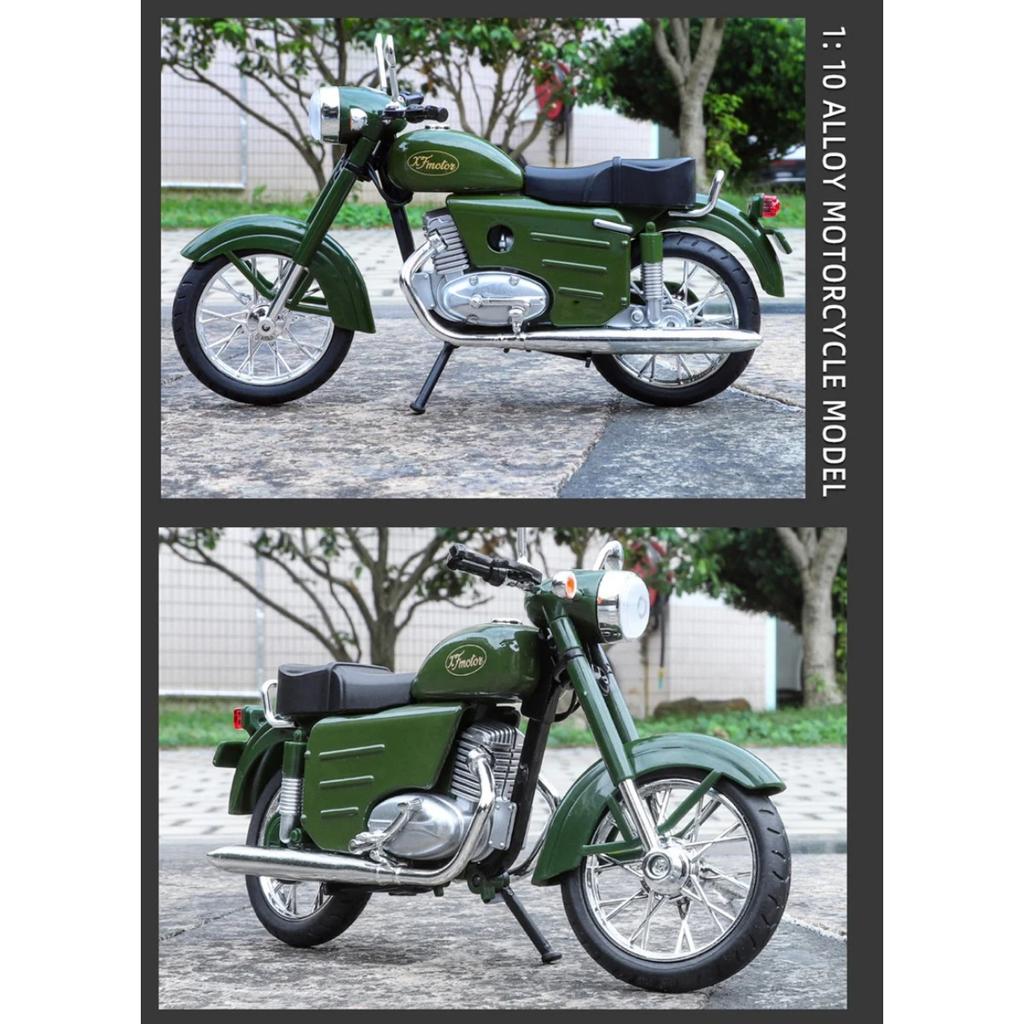 1/10 JAWA 250 Alloy Retro Motorcycle Model Diecast Metal Street Classic Motorcycle Model Simulation Sound and Light Kid Toy Gift