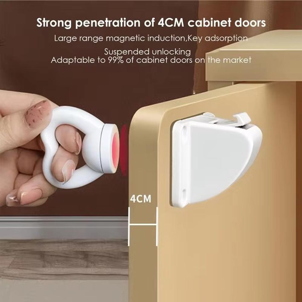 2Pcs Magnetic Cupboard Lock with Key Child Safety Lock for Kitchen Cabinets and Drawers