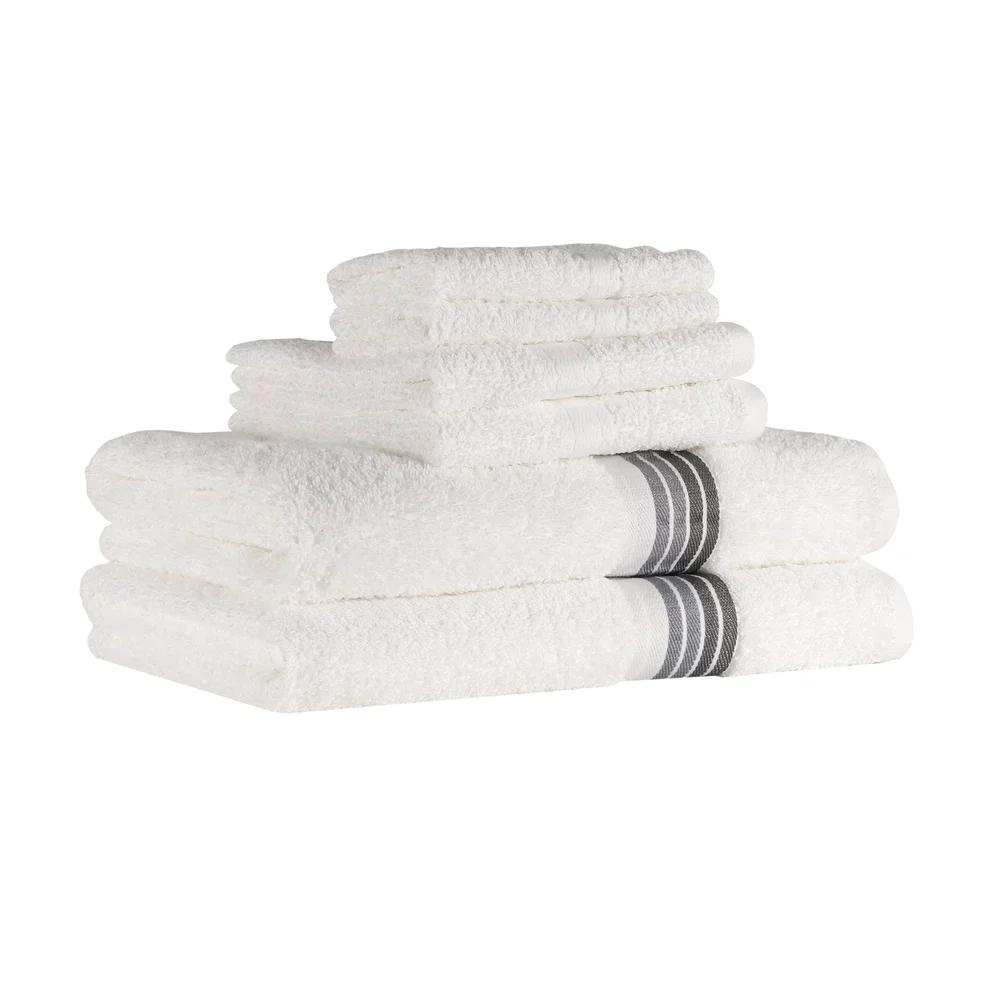 100 Cotton 6 Piece Towel Set Super Soft Absorbent Bath Hand Washcloths Oeko-Tex Certified Easy Care Durable Bathing Essentials
