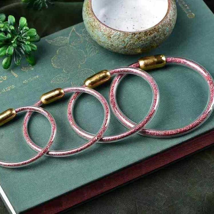 

Браслет из киновари и зыбучего песка с акриловой трубкой, из титановой стали и с магнитными бусинами - стильный браслет-манжета унисекс для мужчин, женщин и младенцев 18cm Wrist