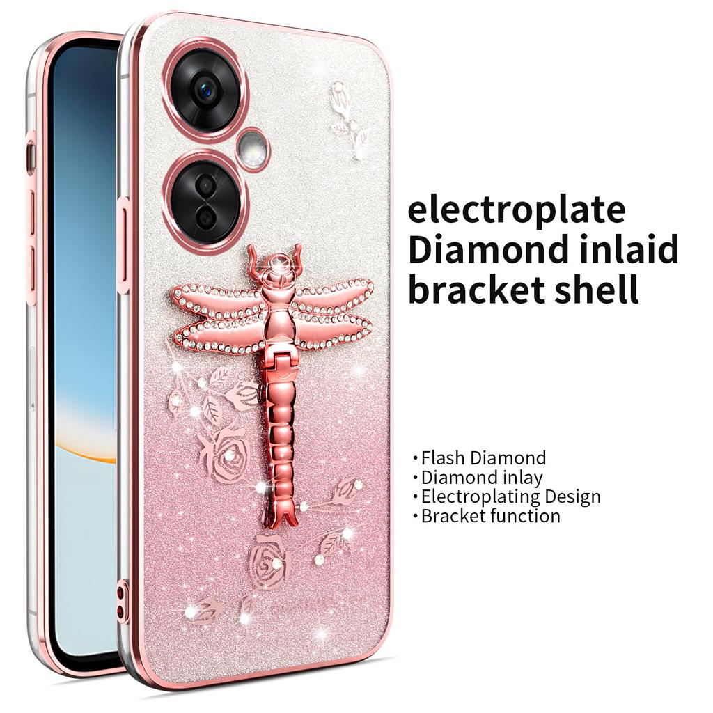 KADEM Case For Xiaomi Redmi 13C 5G/13R 5G/Poco M6 5G Dragonfly Kickstand TPU Flowers Glitter Phone Cover
