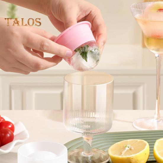 6Pcs Ice Tray Silicone Sphere Ice Mold Maker Food Grade Easy Release Ice Cube Mold with Lids Stackable Spherical Ice Makers