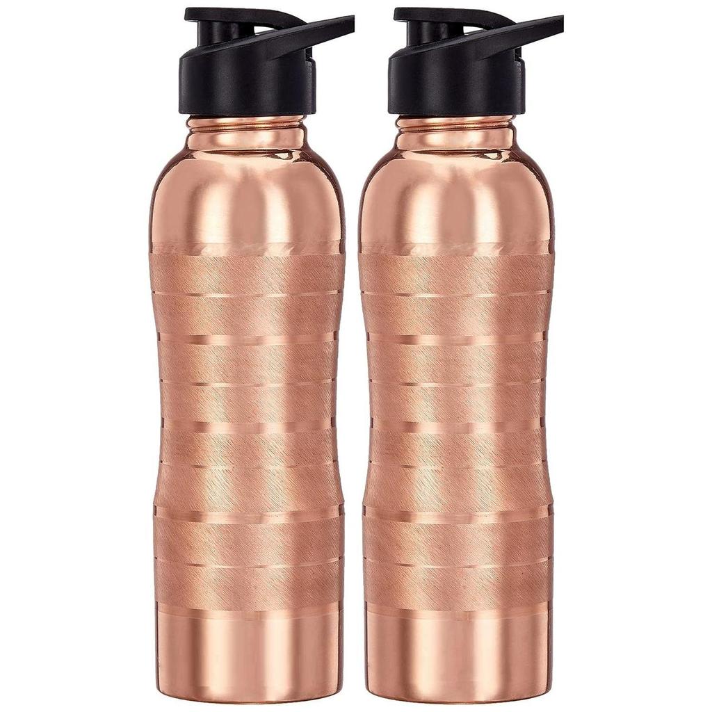 100% Pure Copper Water Bottle I Leak Proof & Rust Proof I Copper Bottle for Home, School & Office | Lining Finish | 950 ml | Set of 2