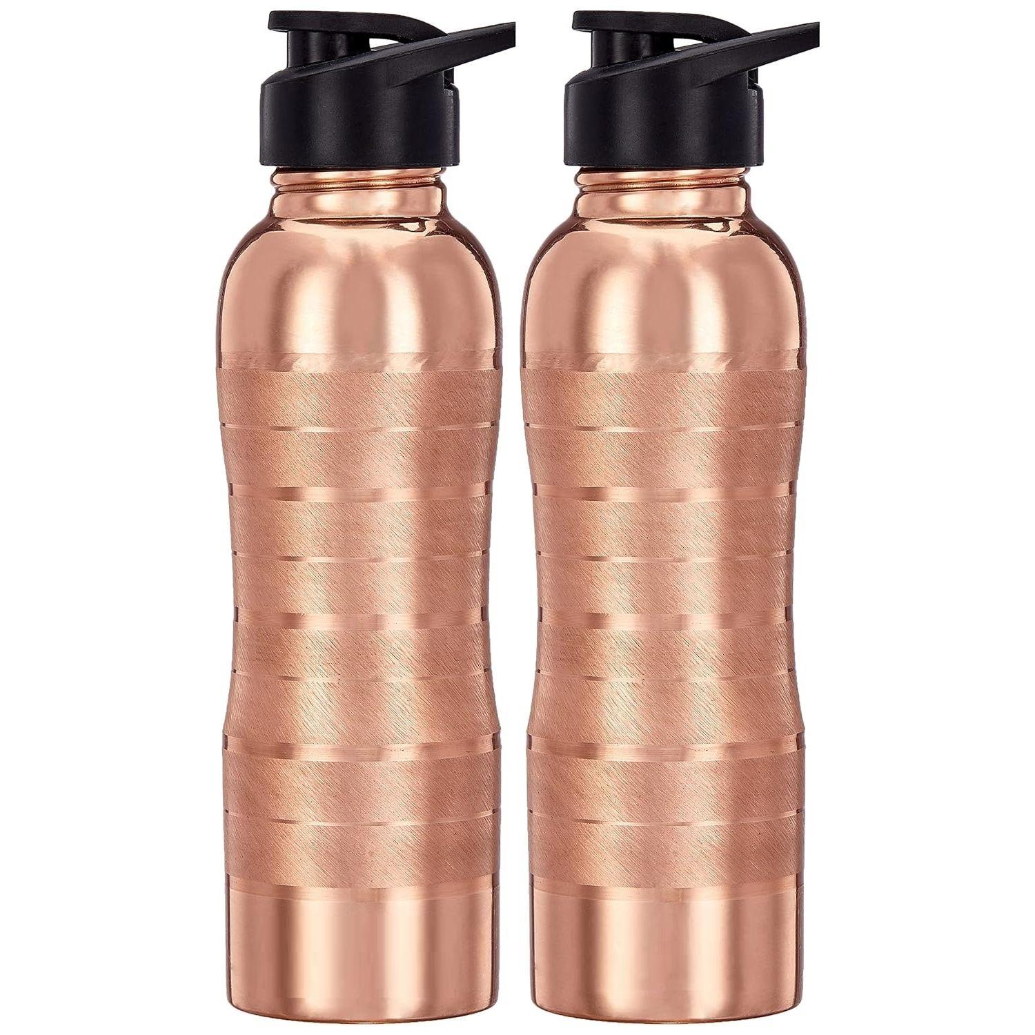 

Бутылка для воды из 100% чистой меди I Герметичная и устойчивая к ржавчине I Медная бутылка для дома, школы и офиса | Отделка подкладки | 950 мл | Набор из 2 штук