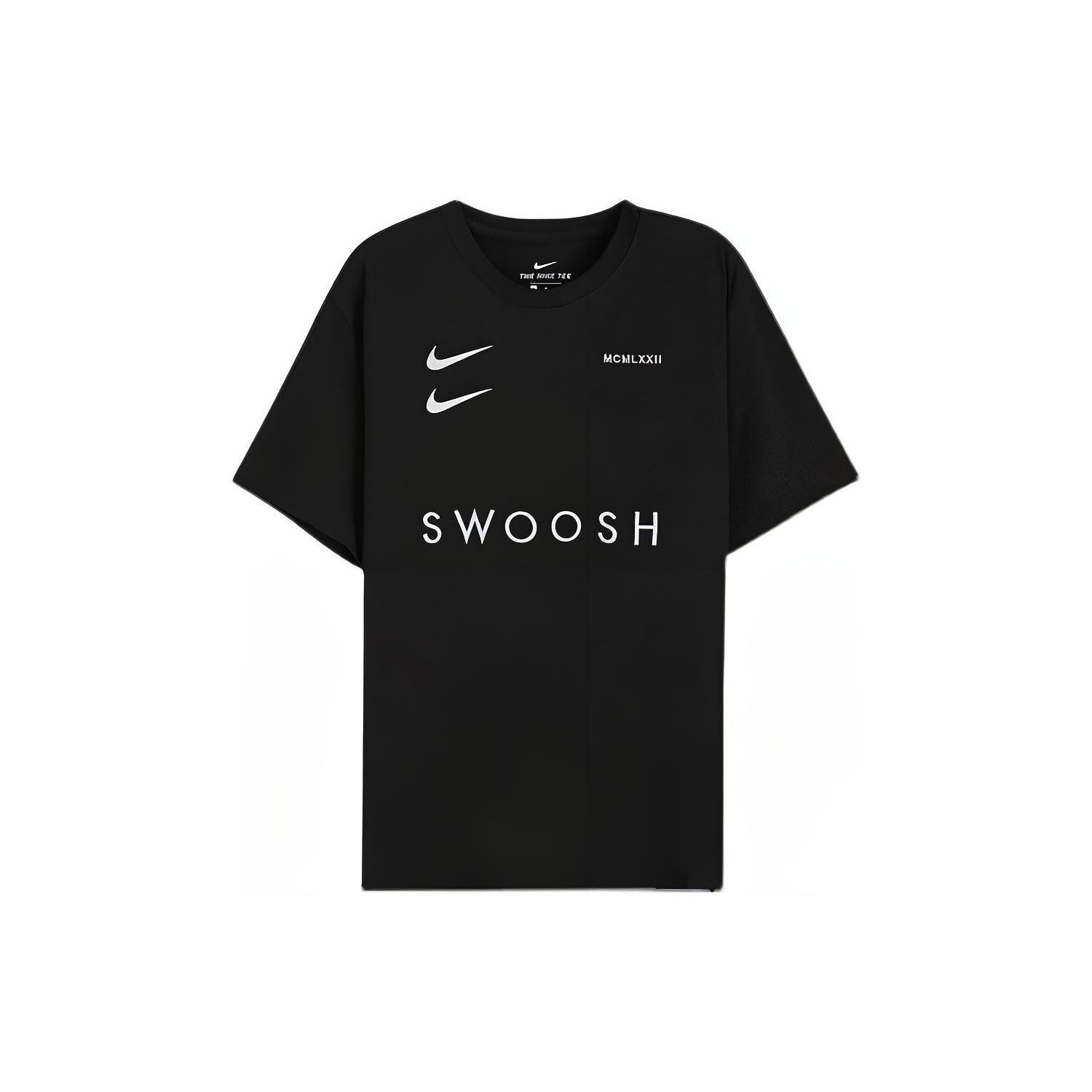 Nike Sportswear Swoosh Chest Sports Round Neck Short Sleeve Black Men s DH0030-010 XL
