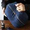 Frosted Genuine Leather Women Cosmetic Bag