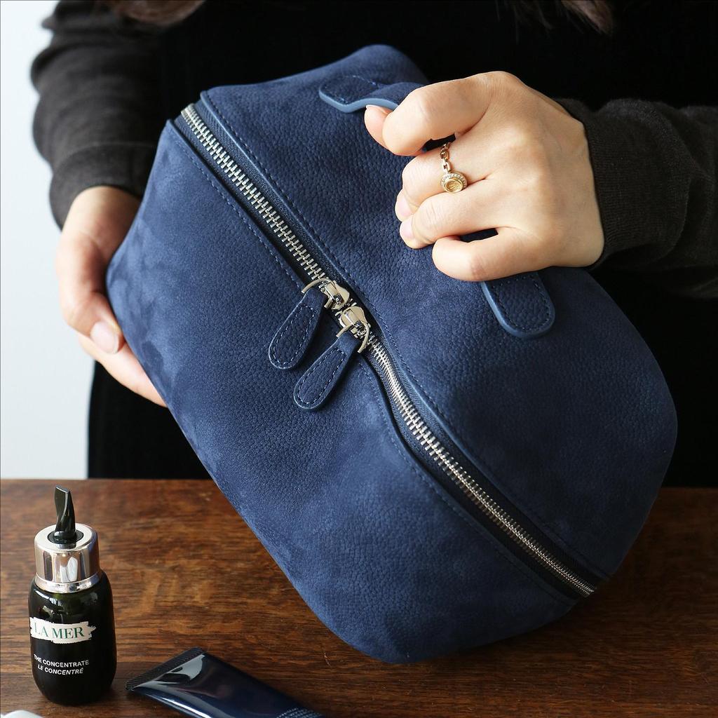 Frosted Genuine Leather Women Cosmetic Bag