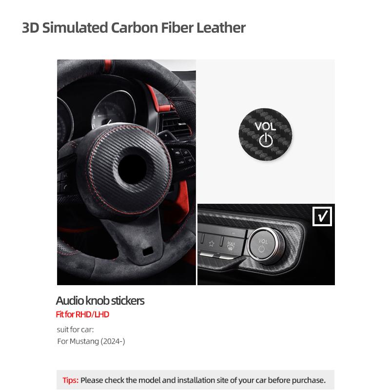 Aus Alcantara Betterhumz Für Ford Mustang GT 2024 2025 - Auto Mittelkonsole AD Lautstärkeregler Verkleidungsaufkleber Innenraumzubehör