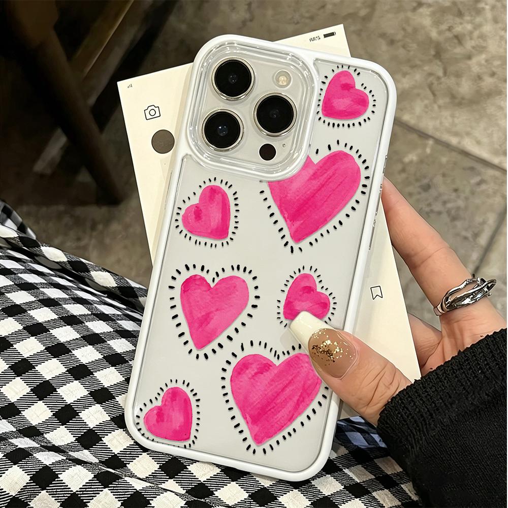 Hand-Painted Powder Love Candy Color Silicone Case For Iphone 11 13 12 15 17 Plus 14 16 Pro Max Bright Soft Touch Back Cover