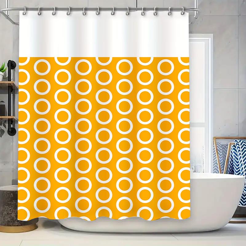 

Modern White Bathroom Shower Curtain With Yellow Circular Print Pattern Ideal Decor For Bathrooms (60X72 Inches) W60H190(CM)-1 Pcs