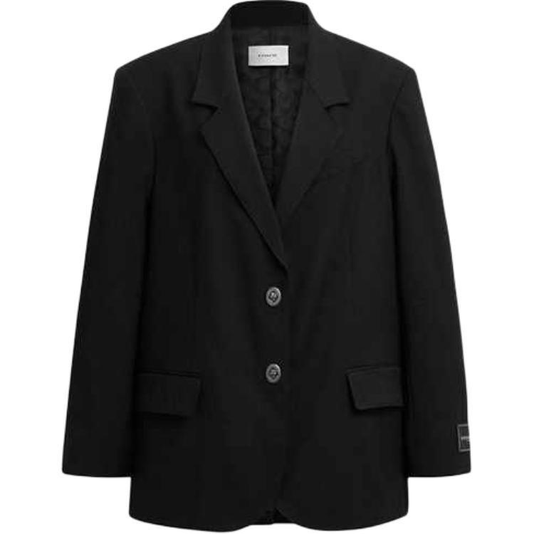 COACH SS25 Business Suit Coat Women's Black CZ924-BLK