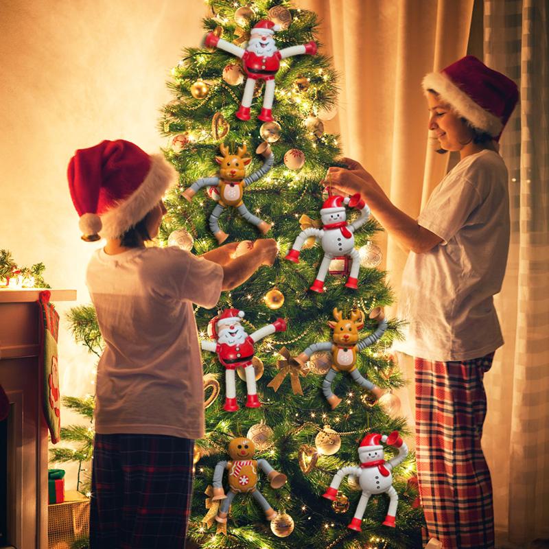 Santa Claus Extendable Pendants Christmas Decoration for Home 2025 Xmas Tree Hanging Ornaments Navidad New Year 2026 Kids Gifts