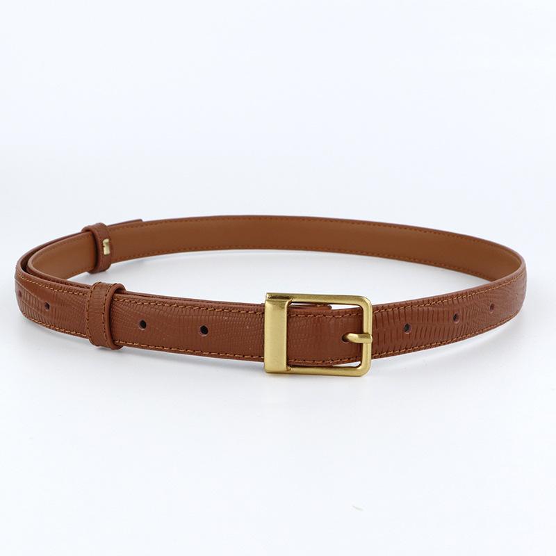 First-layer cowhide women's belt, lizard pattern retro pin buckle trouser pocket easiest for matchcasual women's belt